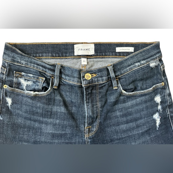FRAME Le Garçon Crop Distressed Jeans Dark Wash Women’s 27 - Picture 2 of 6